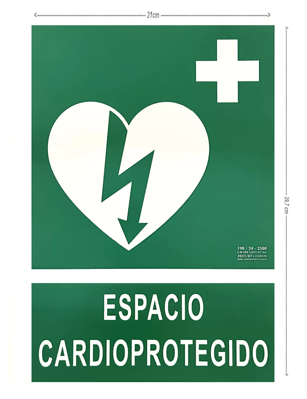 Señal Espacio Cardioprotegido fotoluminiscente — vista principal del producto